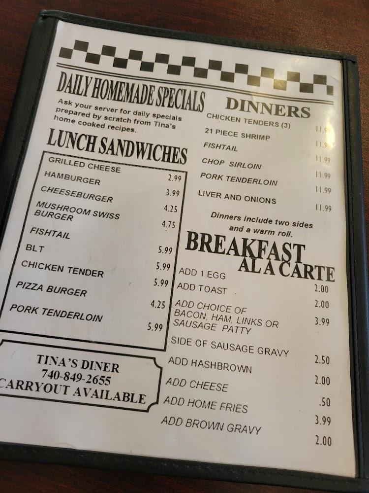 Tina's Diner Menu image 3